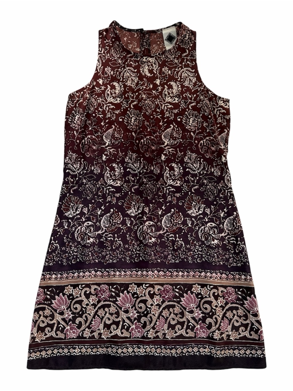 California Concepts Sleeveless A-Line Burgundy & Cream Boho beach slip‎ dress